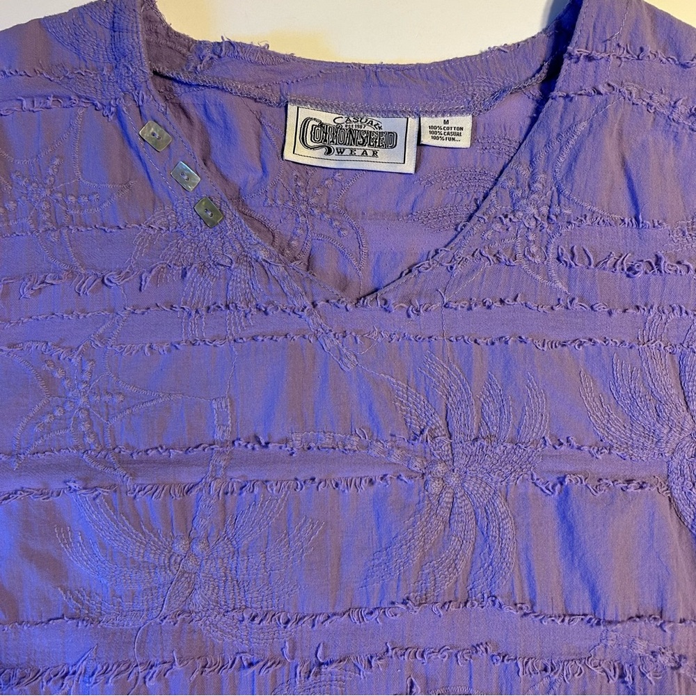 Casual Cottonseed Wear Woman’s Medium asymmetrical purple Top Shirt cotton beach